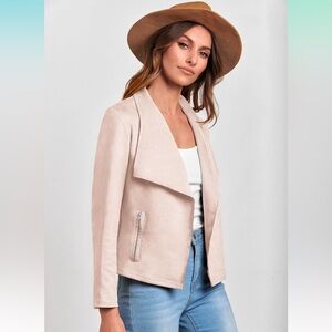 PRETTYGARDEN Womens Long Sleeve Open Front Cropped Faux Suede Jacket